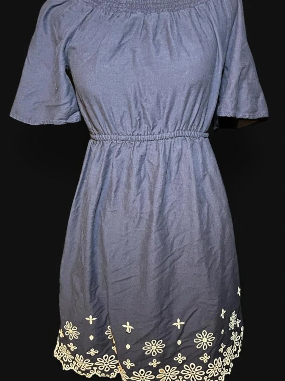 Old Navy Waist Defined Eyelet Hem Girls Dress